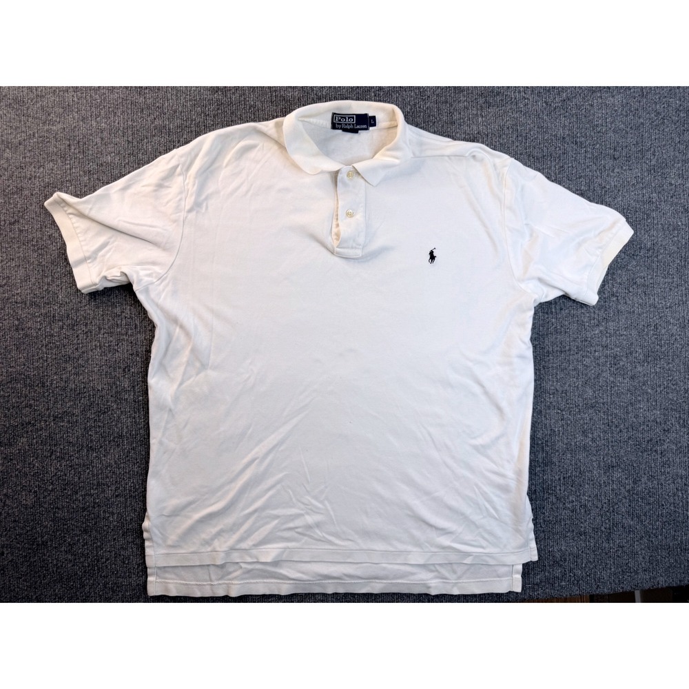 Polo Ralph Lauren Shirt Mens Large White Cotton Short Sleeve Pony Logo Polo Y2K